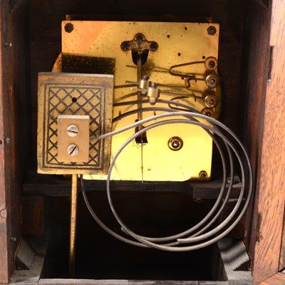 Lot 116 - A German oak cased mantel clock, Jungens; and an American Ansonia mantel clock