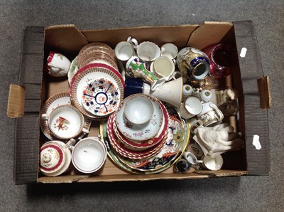 Lot 61 - Three boxes of ceramics, including Victorian teaware, figurines, etc.