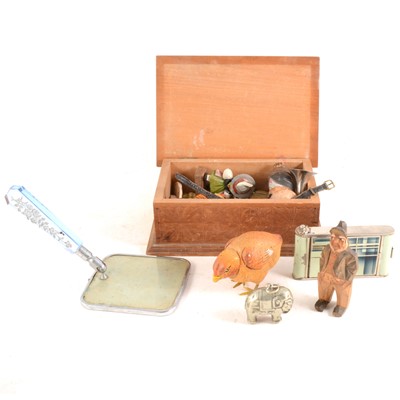 Lot 147 - Selection of small collectible items, including snuff boxes, gents wristwatch, silver match case, etc