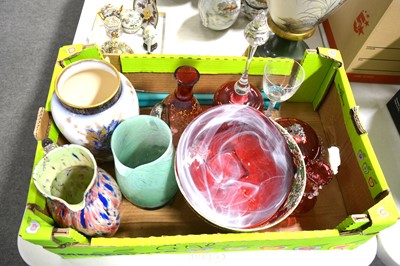 Lot 49 - A selection of coloured glass and other ceramics