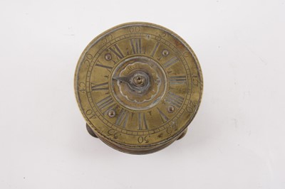 Lot 150 - A Charles II style brass drum-shape table clock, 17th Century