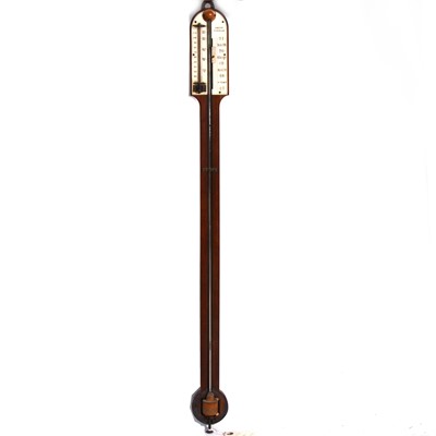 Lot 1574 - A mahogany stick barometer, signed Smith Wisbeach