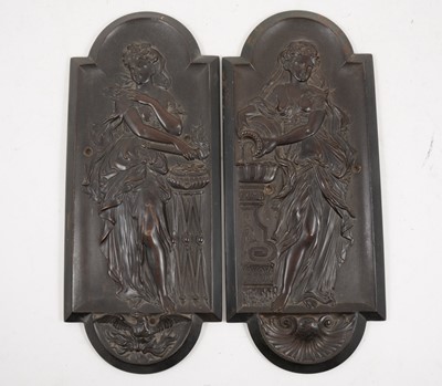 Lot 1102 - A pair of bois d’urci fingerplates, each 40cm x 17cm.