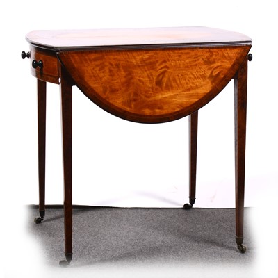 Lot 351 - A Georgian satinwood and yew wood Pembroke table.