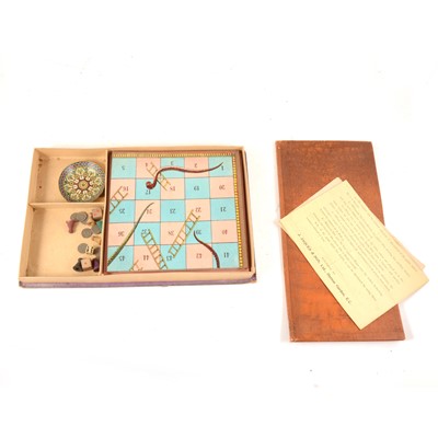 Lot 266 - Early Snakes and Ladders Game; 'The Great Indian Snakes and Ladder Games' and a Jaques Ludo board.