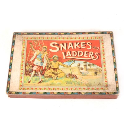 Lot 266 - Early Snakes and Ladders Game; 'The Great Indian Snakes and Ladder Games' and a Jaques Ludo board.