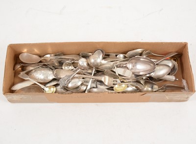 Lot 1221 - A large quantity of silver cutlery, mostly teaspoons and dessert spoons