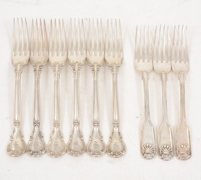 Lot 1186 - A set of six table forks, marked sterling