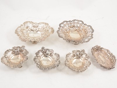 Lot 1171 - Six silver bonbon dishes