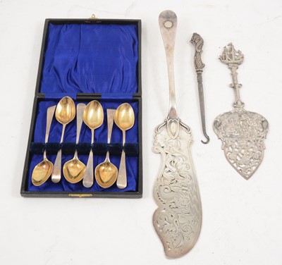 Lot 1224 - A set of six silver coffee spoons by Peter & Ann Bateman, etc