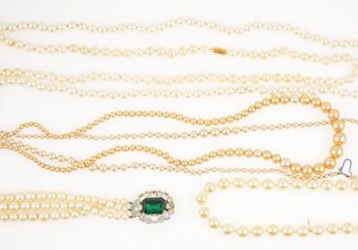 Lot 1403 - Eight simulated pearl necklaces.