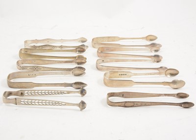 Lot 1217 - Ten pairs of silver sugar tongs