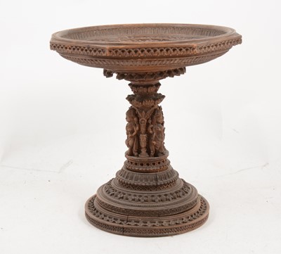 Lot 1115 - An octagonal carved wood tazza