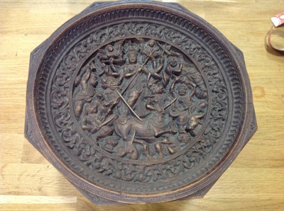 Lot 1115 - An octagonal carved wood tazza