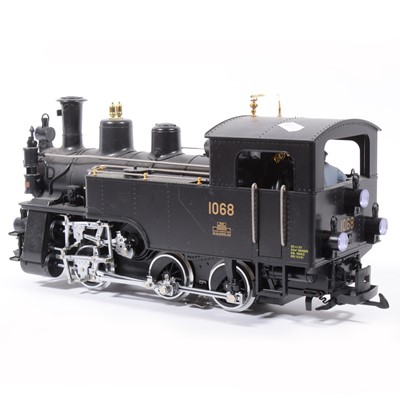 Lot 4 - LGB electric, G scale, Swiss locomotive 0-6-0 plain black no.1068.