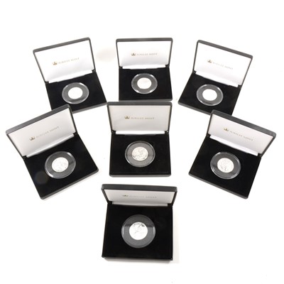 Lot 172 - A collection of seven Jubilee Mint silver £5 coins, "The Queen's Beasts"