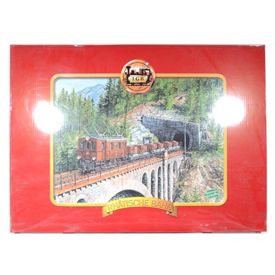 Lot 96 - LGB electric, G scale, RhB Schotter-Zug extra premium locomotive and rolling stock, no.29452, boxed.