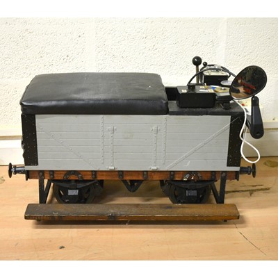Lot 127 - 7 1/4 inch gauge model railway driving truck seat, open coal wagon shape, with full controls and side steps.
