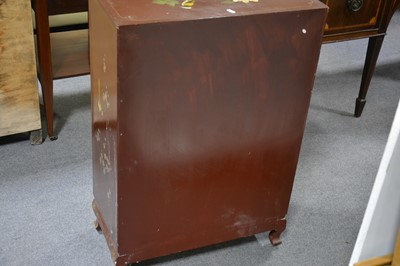 Lot 25 - A Chinese brown lacquered side cabinet
