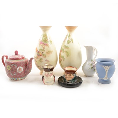 Lot 1017 - Assorted decorative ceramics including character jugs, vases, jardinieres, etc