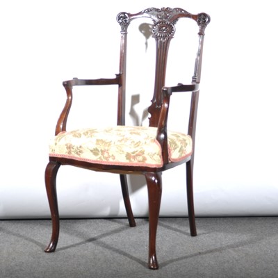 Lot 538 - A Victorian carved mahogany salon elbow chair