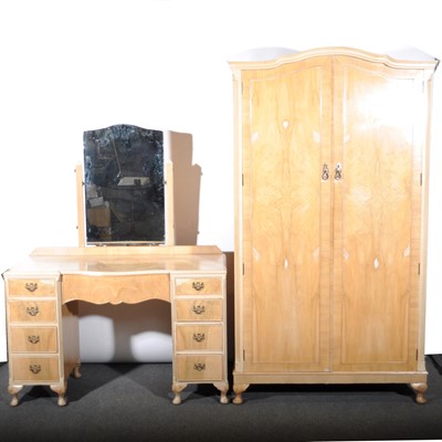 Lot 499 - A bleached walnut three-piece bedroom suite