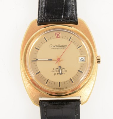 Lot 1381 - Omega - a gentleman's 18 carat yellow gold Electronic Constellation Chronometer F300Hz.