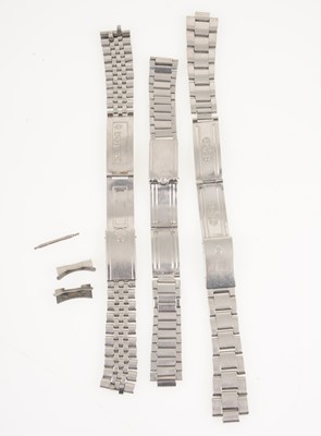 Lot 1385 - Rolex and Omega stainless steel watch straps