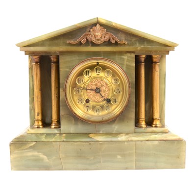 Lot 230 - An Edwardian onyx mantel clock