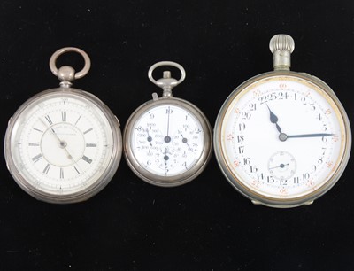 Lot 1373 - A 24 hour stop watch, silver pocket watch and counter.