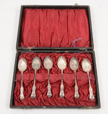 Lot 1228 - A cased set of Victorian silver shell teaspoons by Mappin & Webb, Sheffield 1897.