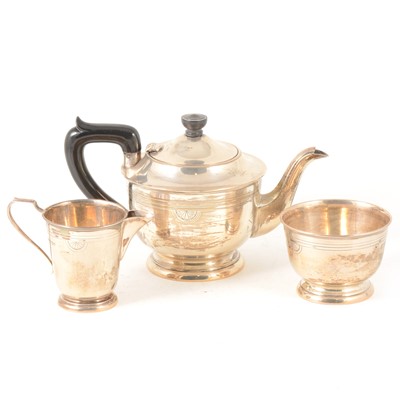 Lot 188 - A silver three-piece teaset by Viners.