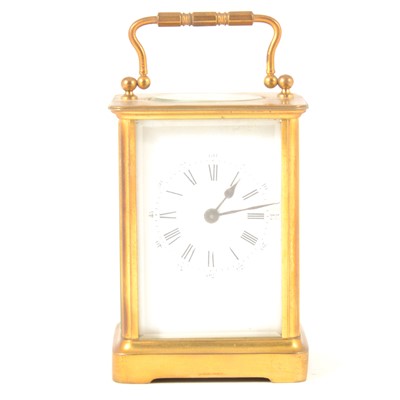 Lot 1414 - A French brass carriage clock, stamped Brevete HA