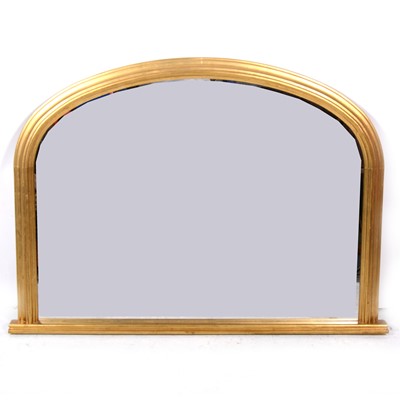 Lot 377 - A gilt framed over mantle mirror