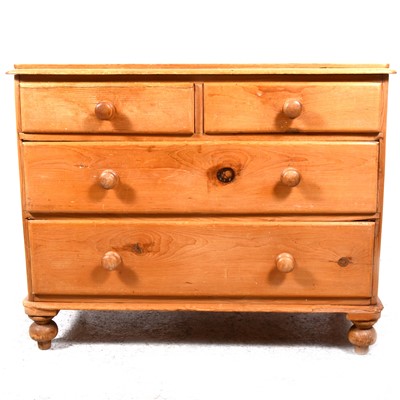 Lot 75 - A Victorian stripped pine chest of drawers