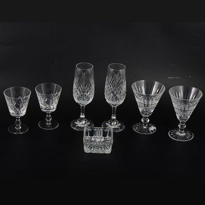 Lot 1022 - Eight Waterford Crystal wine glasses, six sherry glasses, and other stemware.