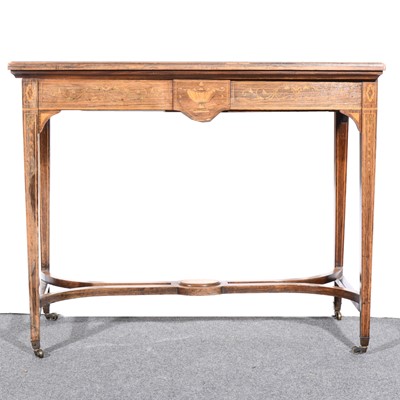 Lot 487 - A Victorian inlaid rosewood card table