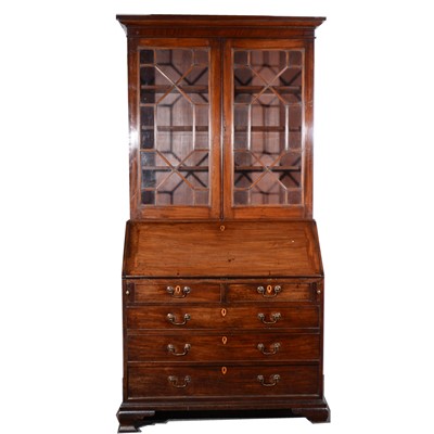 Lot 533 - George III mahogany bureau bookcase