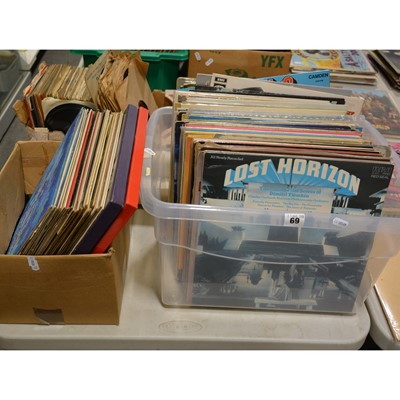 Lot 14 - Aprox100 vinyl LP records; mostly film soundtrack, easy listening, and pop, including Elvis Presley, James Bond Theme Dr No, Disney's Fantasia etc.