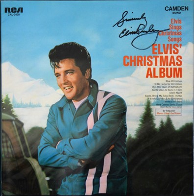 Lot 307 - Elvis Presley; signed 1970 Christmas LP album; framed and glazed, 40x83cm.