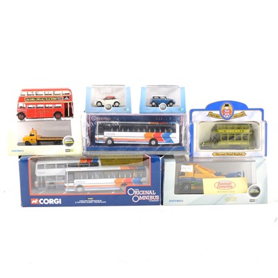 Lot 193 - Die-cast model cars, vehicles and buses; aprox fourty but Corgi, Atlas, Oxford, Britains and Lledo