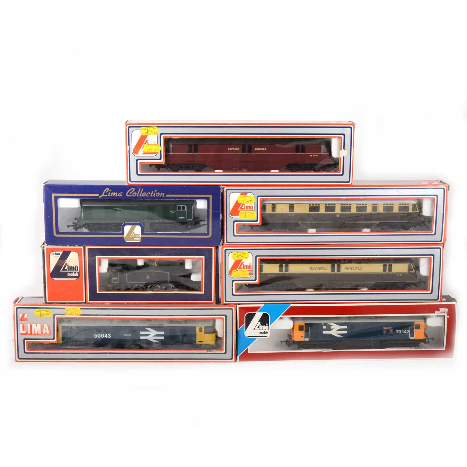 Lot 545 - Seven Lima OO gauge model railway locomotives, 205144, 205133,205169, 205143, 73142, 205142, 205110.