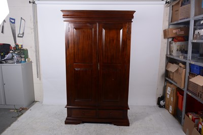 Lot 128 - A modern walnut double wardrobe