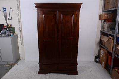 Lot 128 - A modern walnut double wardrobe