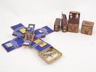 Lot 1156 - Sewing Interest - A Shrimpton vintage fold down needle box and two Lady's Companion sets.