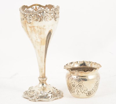 Lot 1177 - A silver vase by Mappin & Webb,London 1916,  and small silver pot.