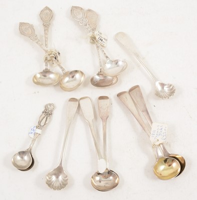 Lot 1197 - A set of four silver salt spoons by George Unite and four pairs.