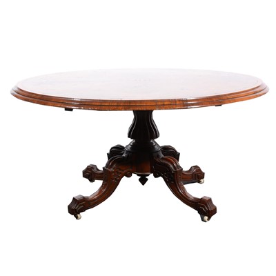 Lot 27 - A Victorian inlaid walnut and burr walnut breakfast table