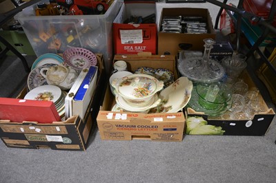 Lot 1015 - Three boxes of assorted ceramics and glass