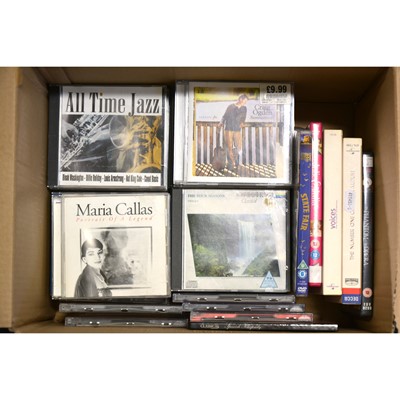 Lot 49 - One box of CDs and DVDs, including, Classical, Jazz, Doris Day and others.